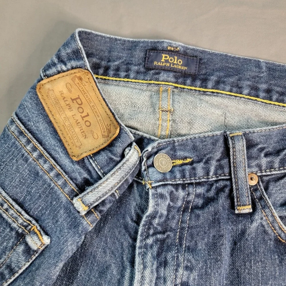 Polo Ralph Lauren The Varick Slim Straight Jeans Men's 34x34 Blue Distressed